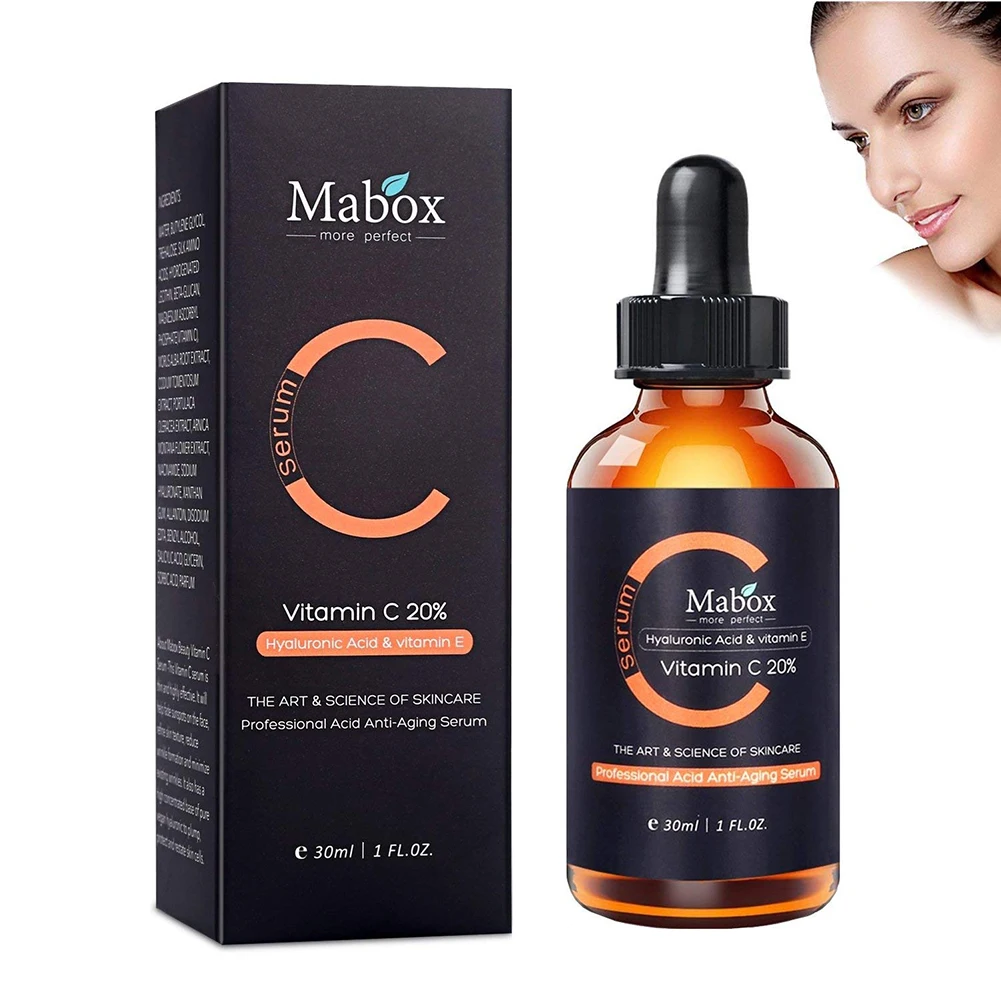 

Mabox Vitamin C Whitening Serum Hyaluronic Acid Vitamin E Organic Anti-Aging Wrinkle Shrink Pores Moisturizing Face Essence 30ml