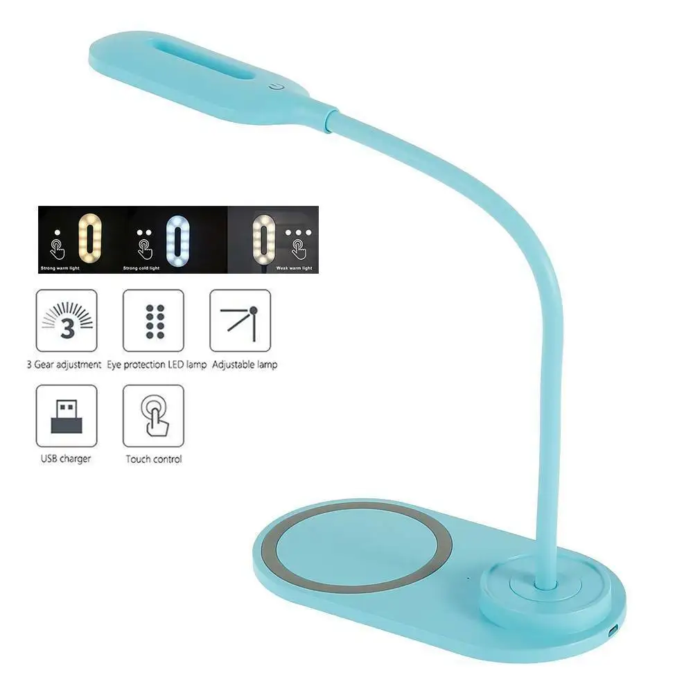 

2 In 1 Magnetic Induction Fast Wireless Charger Desk Table Reading Lamp Qi 10w&7.5w&5w USB Charger LED Folding For Smartphones