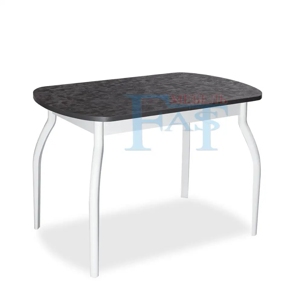 Выдвижной обеденный стол MDF с хромированными ножками для кухни и столовой