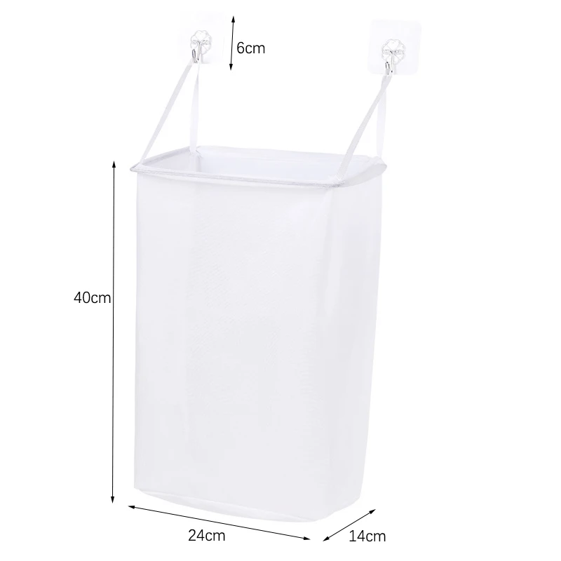 

Wall Hanging Laundry Basket Portable Clothes Storage Baskets Toys Underwear Socks Mesh Storage Bag Foldable Bathroom Organizer