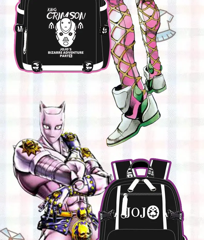 Рюкзак JoJo Adventure, рюкзак, дорожная школьная сумка, рюкзак, сумка для книг, USB порт, Черная передняя молния для мужчин, подростков, студентов