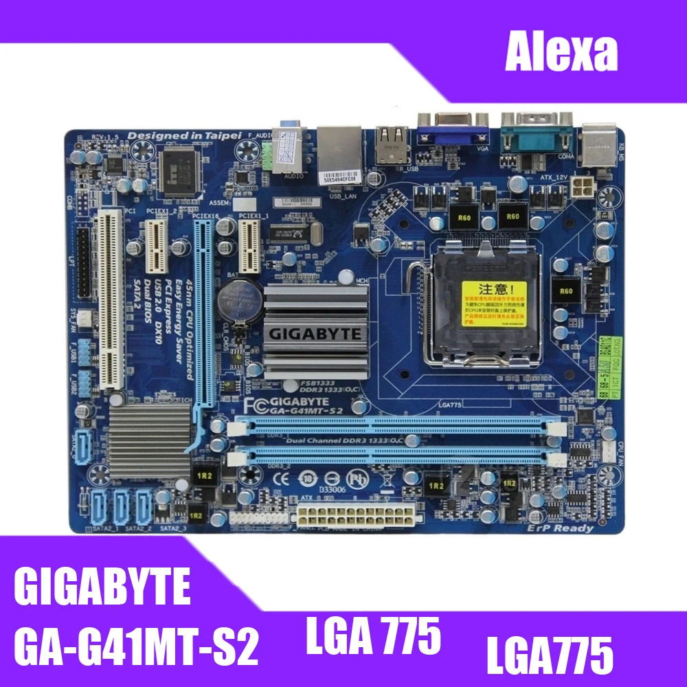 GIGABYTE GA G41MT S2 настольная материнская плата G41 розетка LGA 775 для Core 2 DDR3 8G Micro ATX