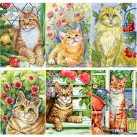 new 5d diy diamond painting cute cat diamond embroidery flowers cross stitch full square round drill home decor manual art gift