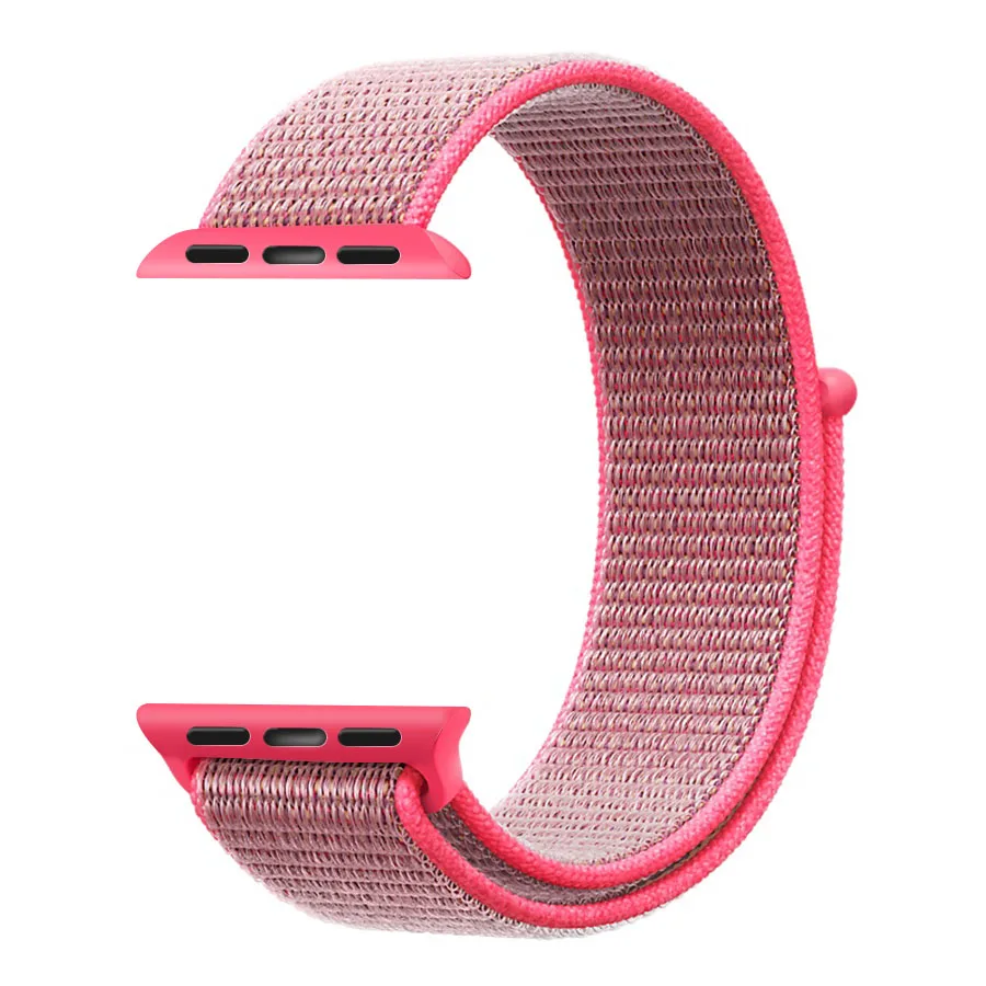Тканый нейлоновый ремешок для iWatch Apple Watch sport loop bracelet тканевый ремешок 38 мм 42 мм Apple watch band 1 2 3 4 40 мм 44 мм ремешок для часов - Цвет ремешка: Hot Pink