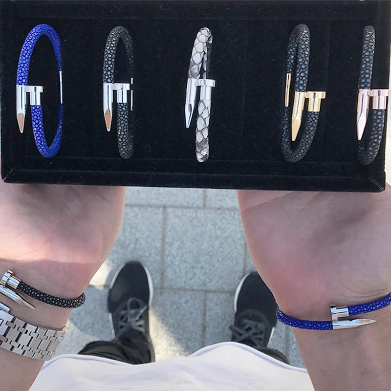 Для мужчин диаметр 5 мм 6 длина 20 см кожа ската для diy ручной Браслеты подходит