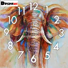 Dpsprue полный квадраткруглый 5D алмазная живопись набор с часами Вышивка крестом Алмазная вышивка мозаика слон подарок DC015