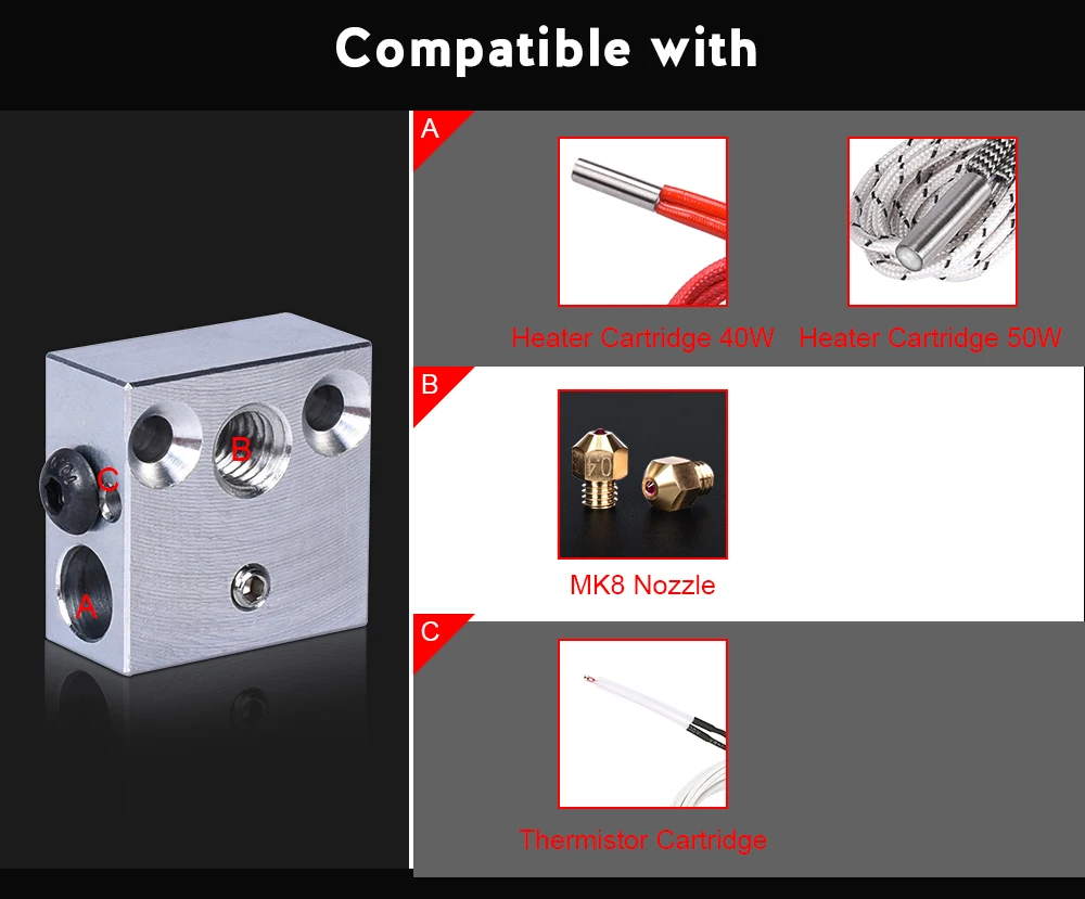 Высокое качество CR10 тепловой блок mk8 силиконовый носок для Micro Swiss Cr10 Hotend нагревательный блок Ender 3 Mk7/Mk8/Mk9 j-головка экструдера