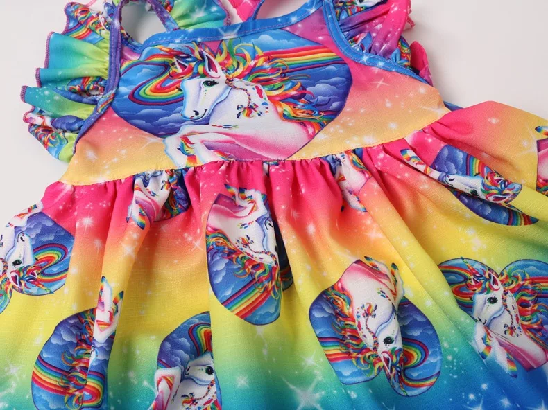 Vestidos/летнее платье для девочек коллекция года, брендовый Единорог для вечеринки с открытой спиной, платье принцессы Детский костюм, детская одежда розовый+ парик