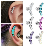 1 piece surgical steel cartilage helix tragus stud earrings for women ear nail piercing multicolor crystal body jewelry gifts