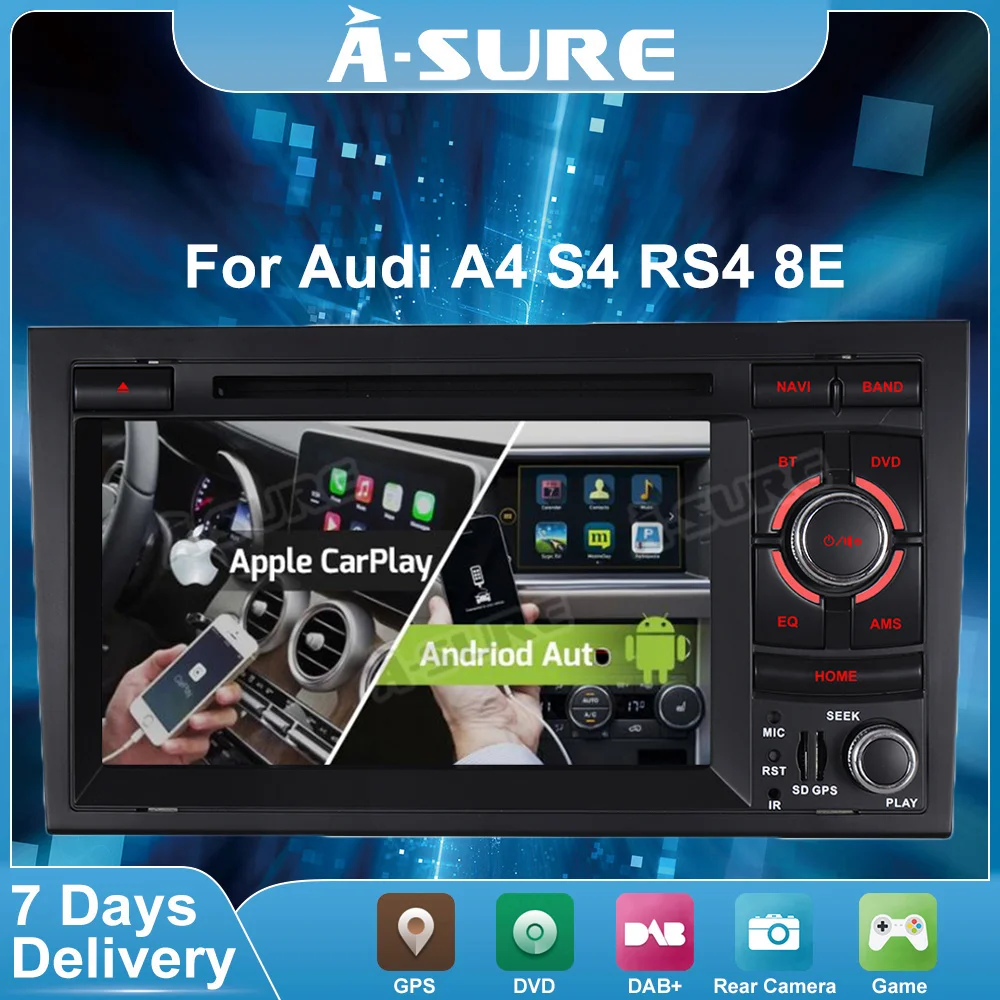 A-Sure 7 дюймов 2 Din Carplay DSP Android 10 0 автомобильное радио GPS DVD-плеер навигация для Audi A4 S4