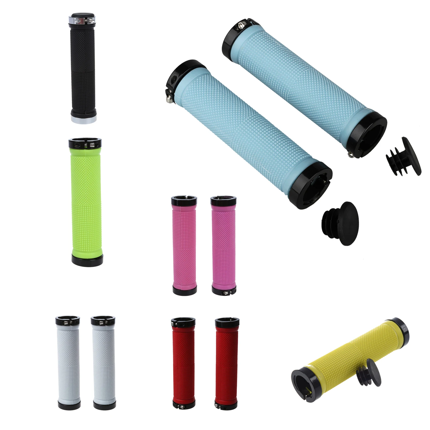 

Double Road Mountain MTB BMx Bike Cycle Bicycle Lock on Locking Handlebar Grips