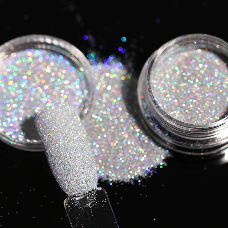 

1Box Gray Gradient Shiny Nail Glitter Powder Laser Sparkly Nail Art Chrome Pigment Silver DIY Nail Art Decoration