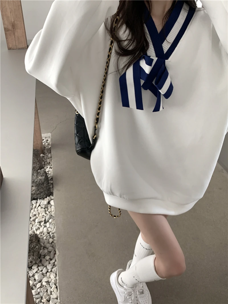 

Женская модная универсальная облегающая толстовка с V-образным вырезом и бантом, 3918