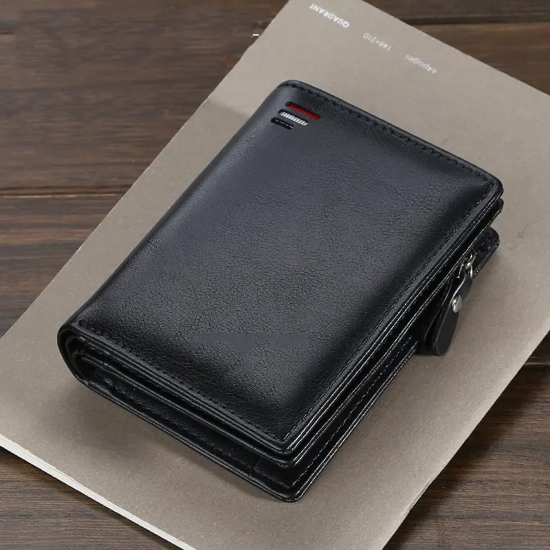 

short Men wallets fashion new card purse Multifunction organ leather wallet for male zipper wallet with coin pocket