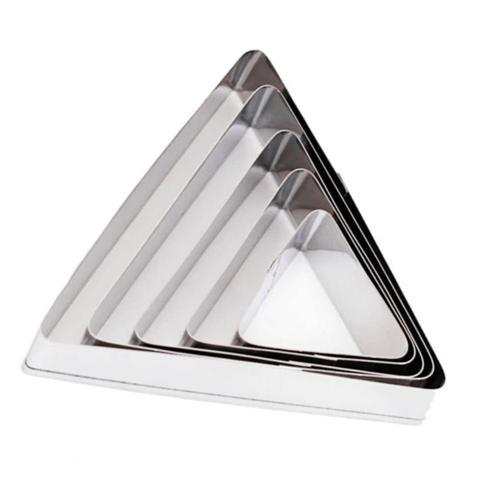 

5 Pcs Stainless Steel Triangle Biscuit Cutters Sweets Pancake Cutting Dies Home Baking Tool Embossing Molds (Silver)