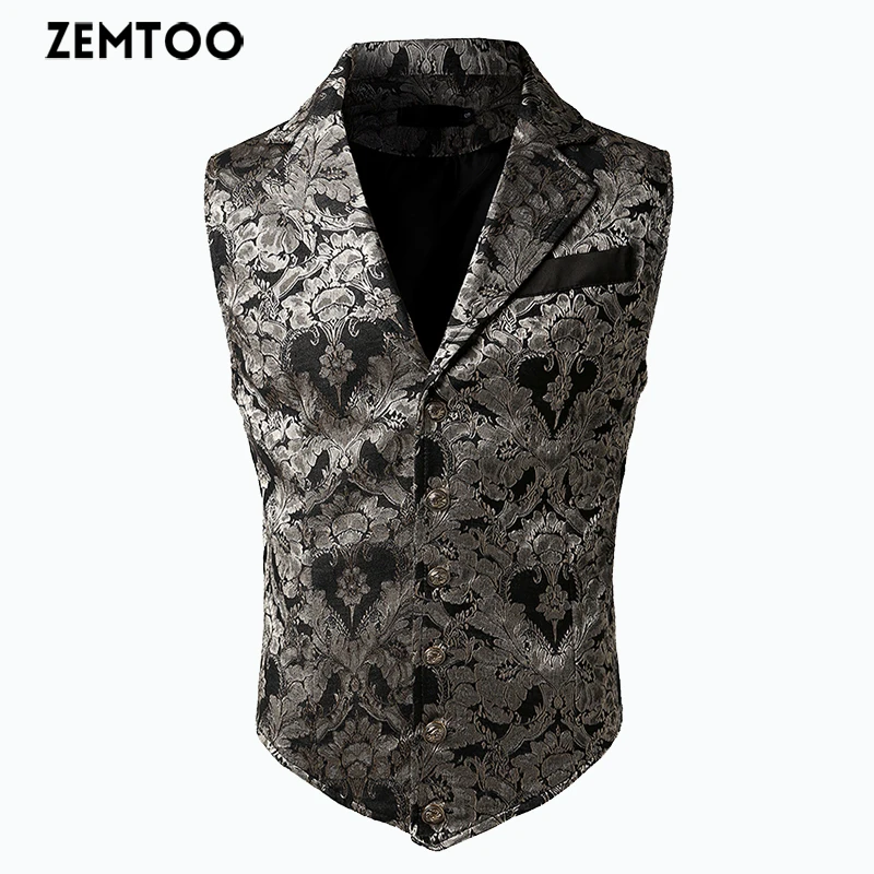 

ZEMTOO Men's Victorian Vest Steampunk Gothic Blazer FD006
