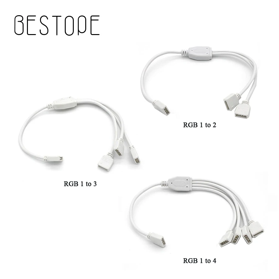 4 Pin RGB светодиодный разъем отклонения в размерах на 1-2/ 3/4 разветвитель провода