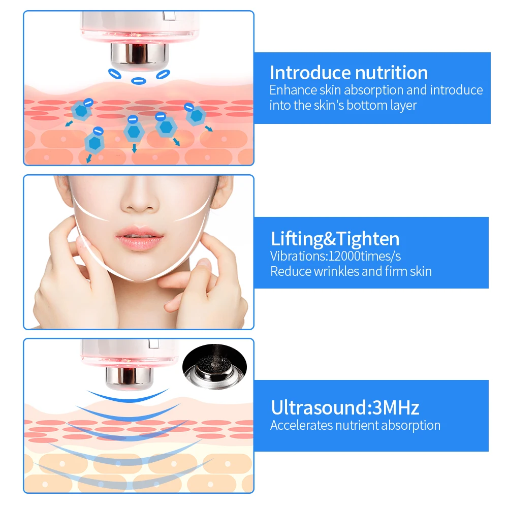 値段 5 1で超音波顔リフティングイオンled光子エレクトロマッサージ顔アンチエイジングしわ除去美容スキンケア