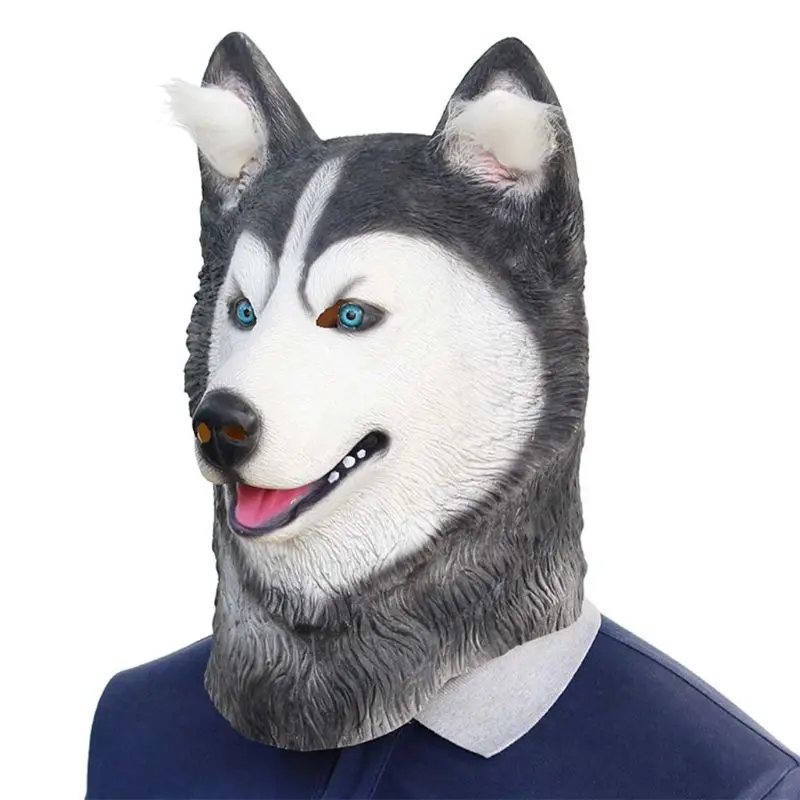 

Halloween Theme Party Headgear Funny Husky Alpaca Latex Mask Masquerade Cosplay Face Mask Bar Role Play Performance Prop