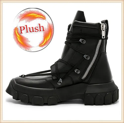 With Plush Botas hombre; коллекция года; Мужские ботинки в байкерском стиле; Модные Ботинки martin на платформе; мужская повседневная обувь с высоким берцем; 9#20/15D50 - Цвет: With Plush