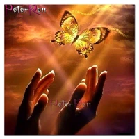 hand painting butterfly sunset diamond embroidery full scenic display 3d squareround drill 5d diy cross stitch rhinestone decor
