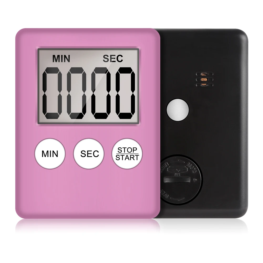 Pink Новинка, 1 предмет, 8 цветов супер тонкий цифровой экран lcd Кухня таймер квадратный Пособия по кулинарии отсчет таймер обратного Будильник с таймером магнитные часы - Цвет: Pink