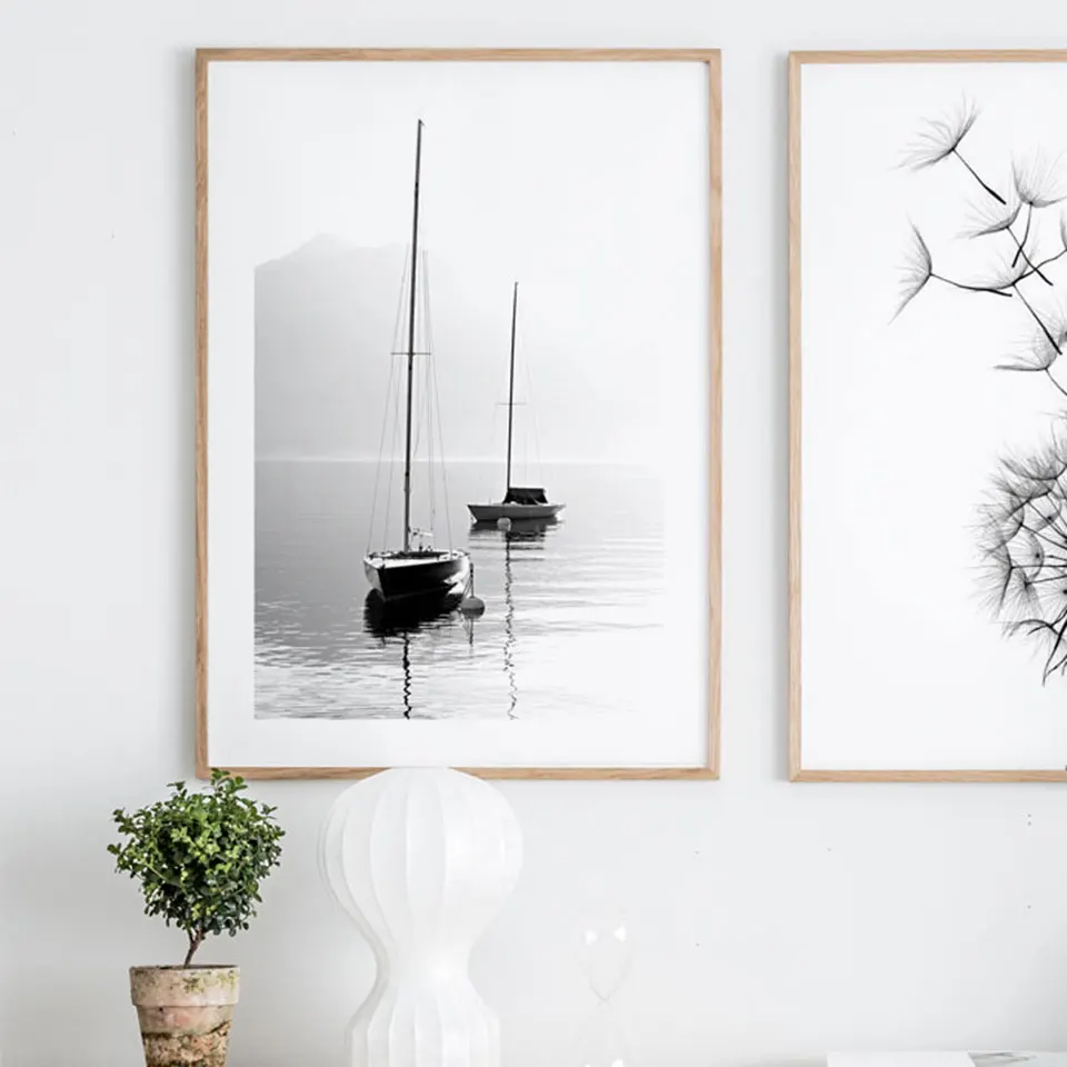 Постер с парусными лодками холст алоэ картина на стену в скандинавском стиле