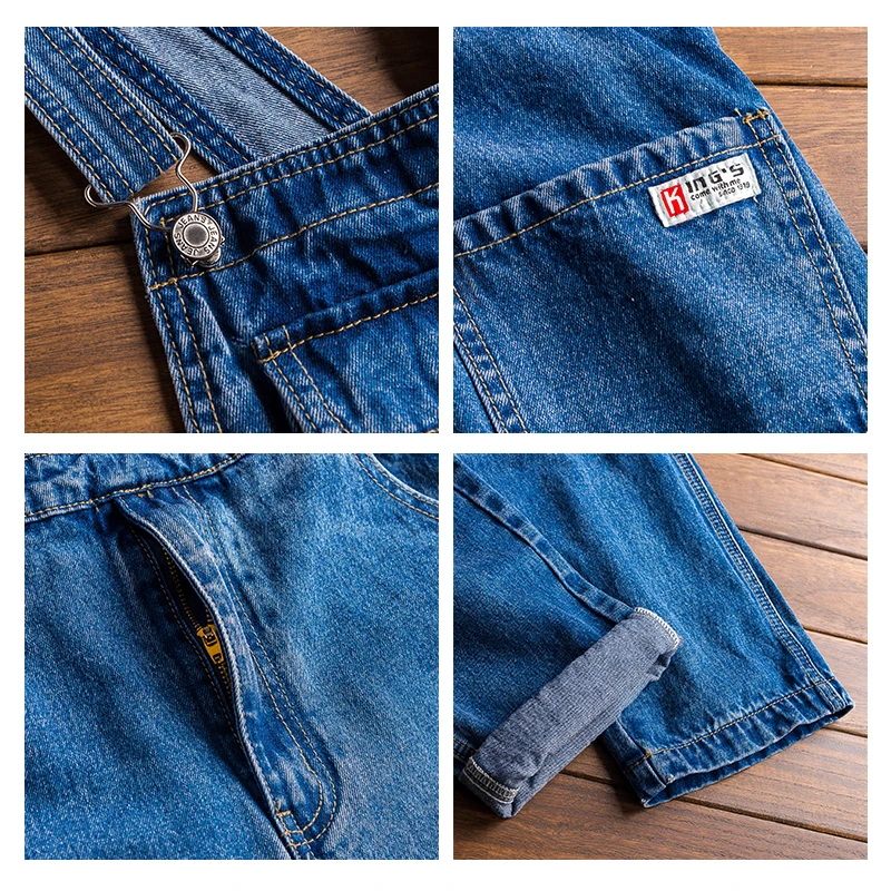 Комбинезон мужской джинсовый прямой комбинезон из денима в стиле хип-хоп