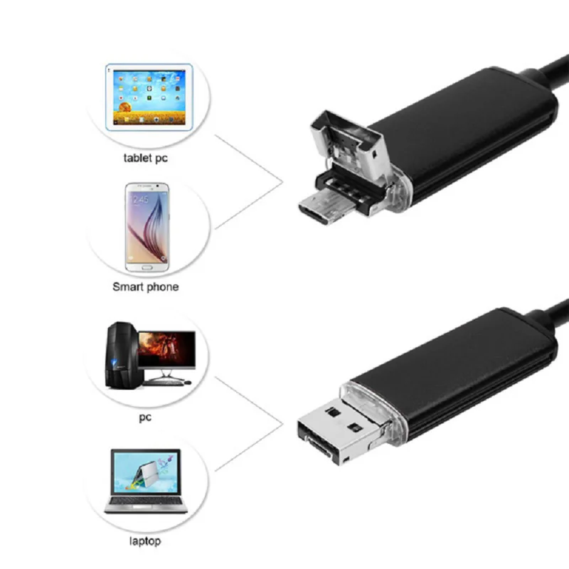 USB кабель Водонепроницаемый IP67 эндоскоп 2 в 1 бороскоп Инспекционная камера Змея