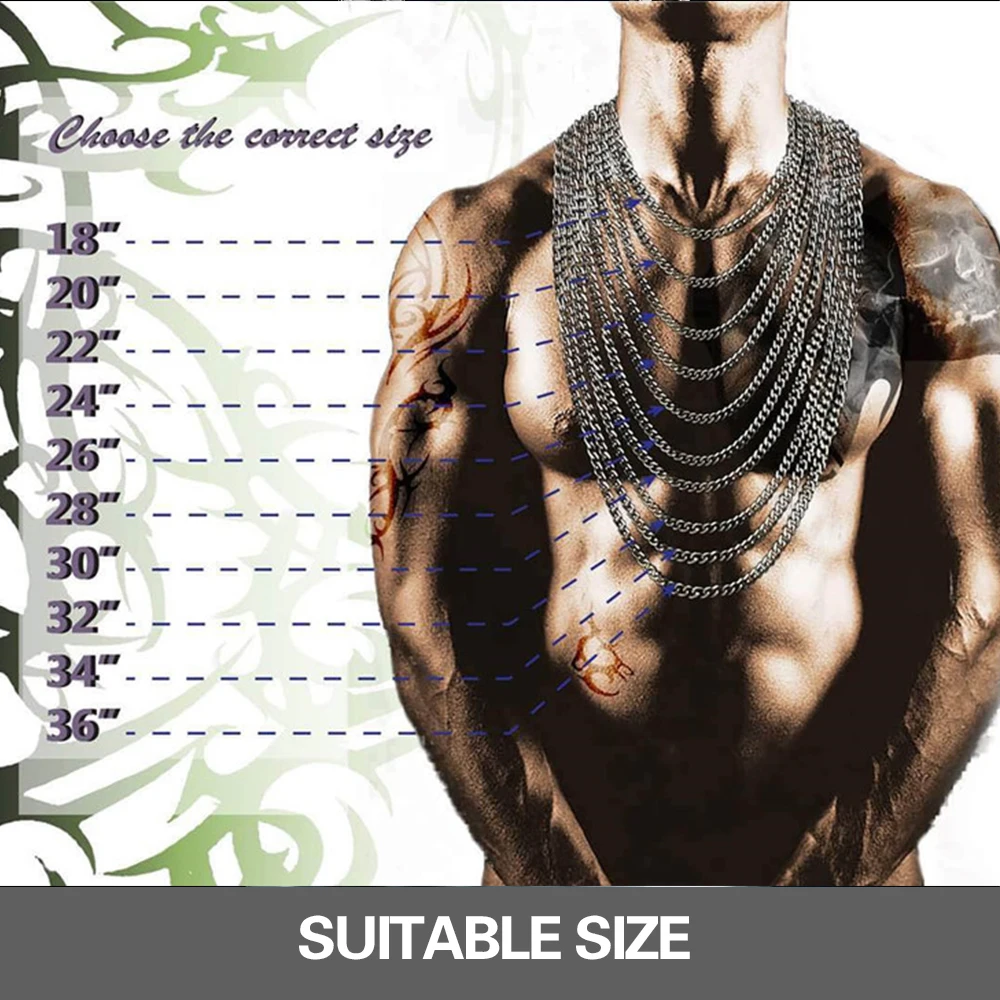 

Tisnium 9/11/13/16/20mm Cuban Style Necklace For Men Miami Choker Link Heavy Stainless Steel Chain Hip hop Accessories 18-40inch