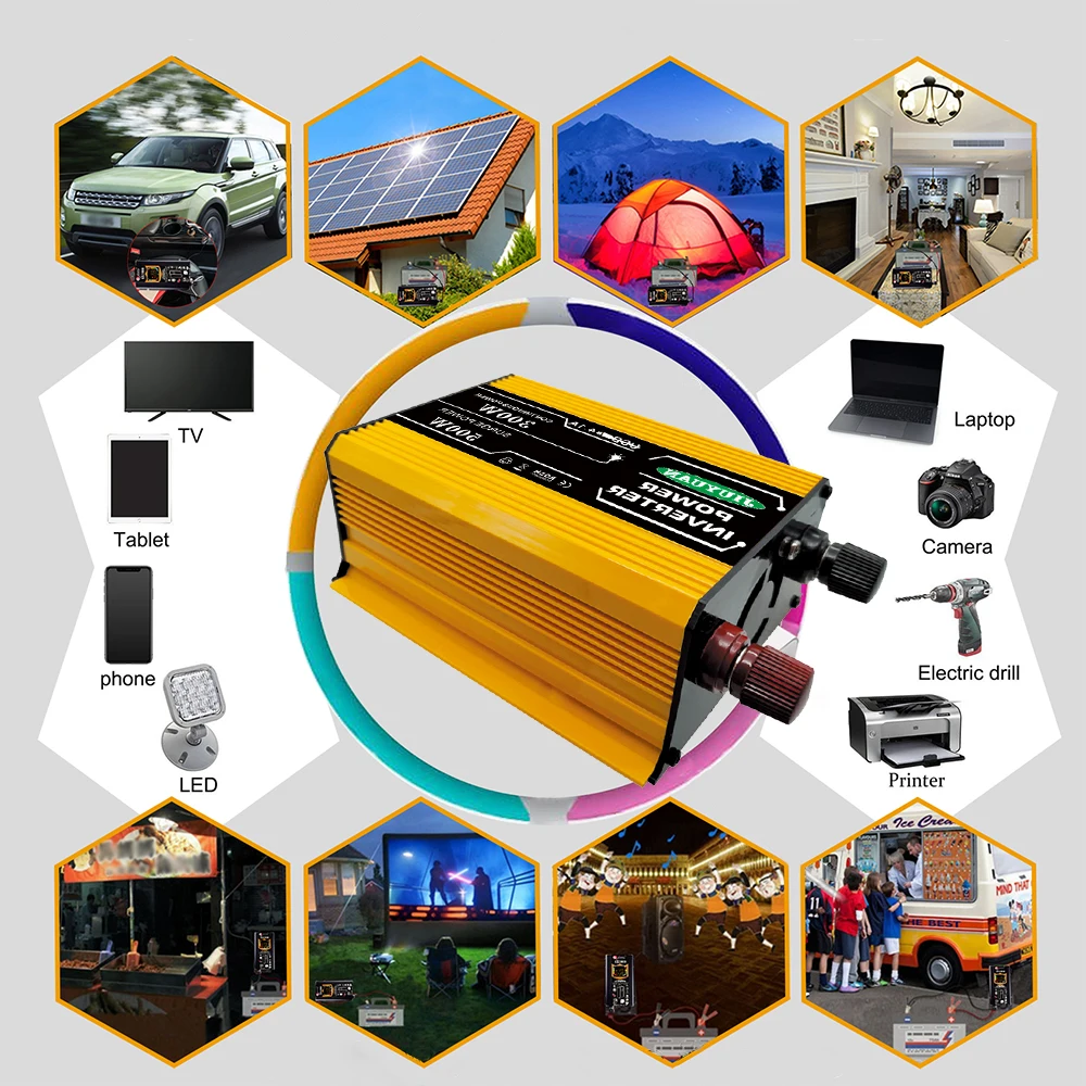 Модифицированный синусоидальный инвертор 300 Вт постоянного тока 12 В переменного