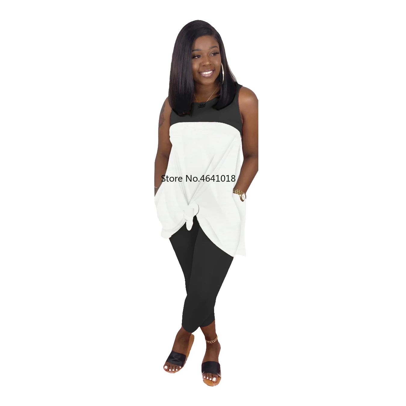 Женский комплект из двух предметов летний спортивный костюм без рукавов с