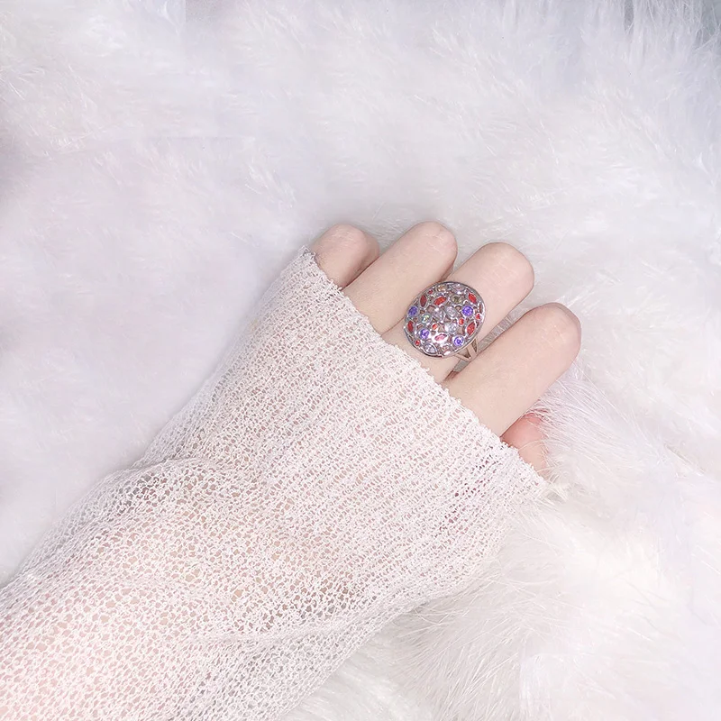 Роскошные кольца с цветным кристаллом фиолетовые Зеленые персонализированные