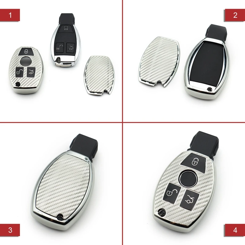 

Car Key Case Fob for Benz a B C E S G M V Class GLK CLA GLE W204 Soft Carbon Fiber Key Case Cover Accessories