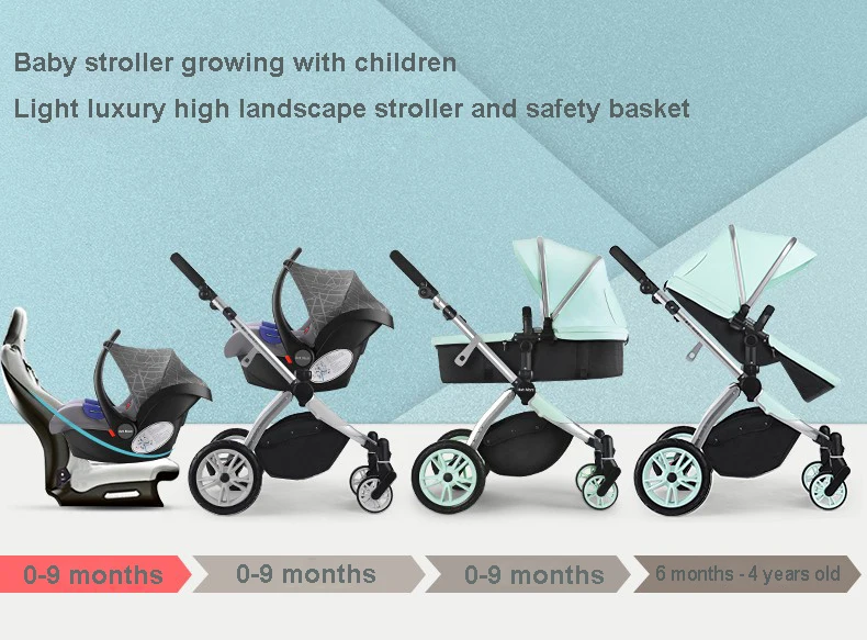Детская коляска с высоким пейзажем откидывающейся спинкой светильник для