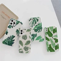 banana leaves flowers pattern phone case candy color for iphone 6 7 8 11 12 s mini pro x xs xr max plus