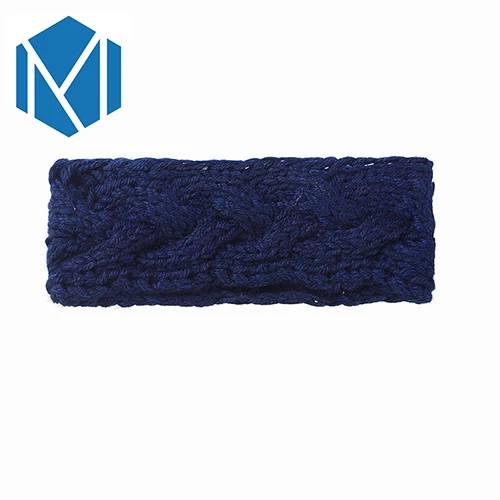 Style 3 navy M MISM, модная женская широкая вязаная крючком, ручная работа, тюрбан, зимние теплые уши, вязанная повязка на голову, одноцветная повязка на голову, аксессуары для волос - Цвет: Style 3 navy