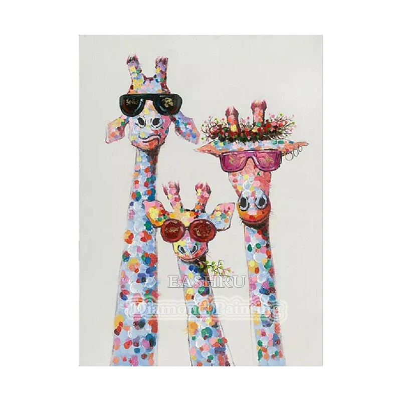 EASHRU очки семьи жирафов 5D алмазная живопись вышивка крестиком полная квадратная