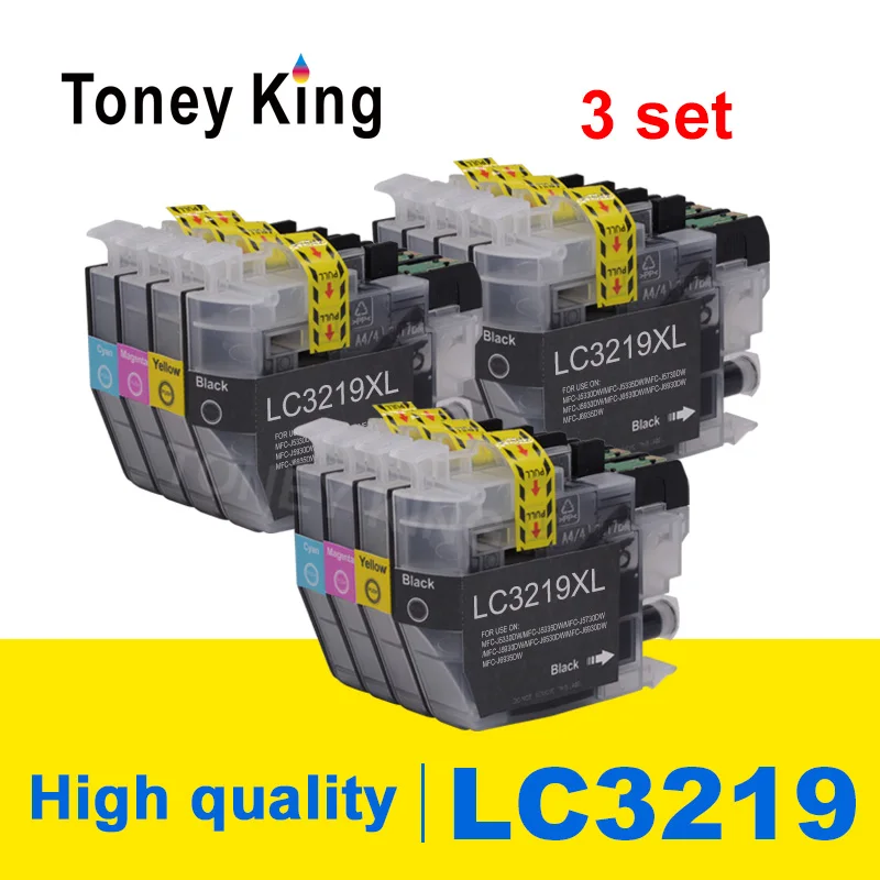 Toney King 3 комплекта LC 3219 XL Полный совместимый картридж с чернилами для принтера Brother