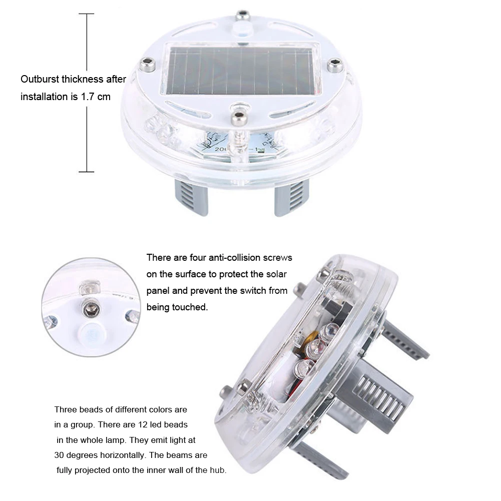 Светодиодный светильник RGB на солнечной энергии для автомобиля 4 режима цветная