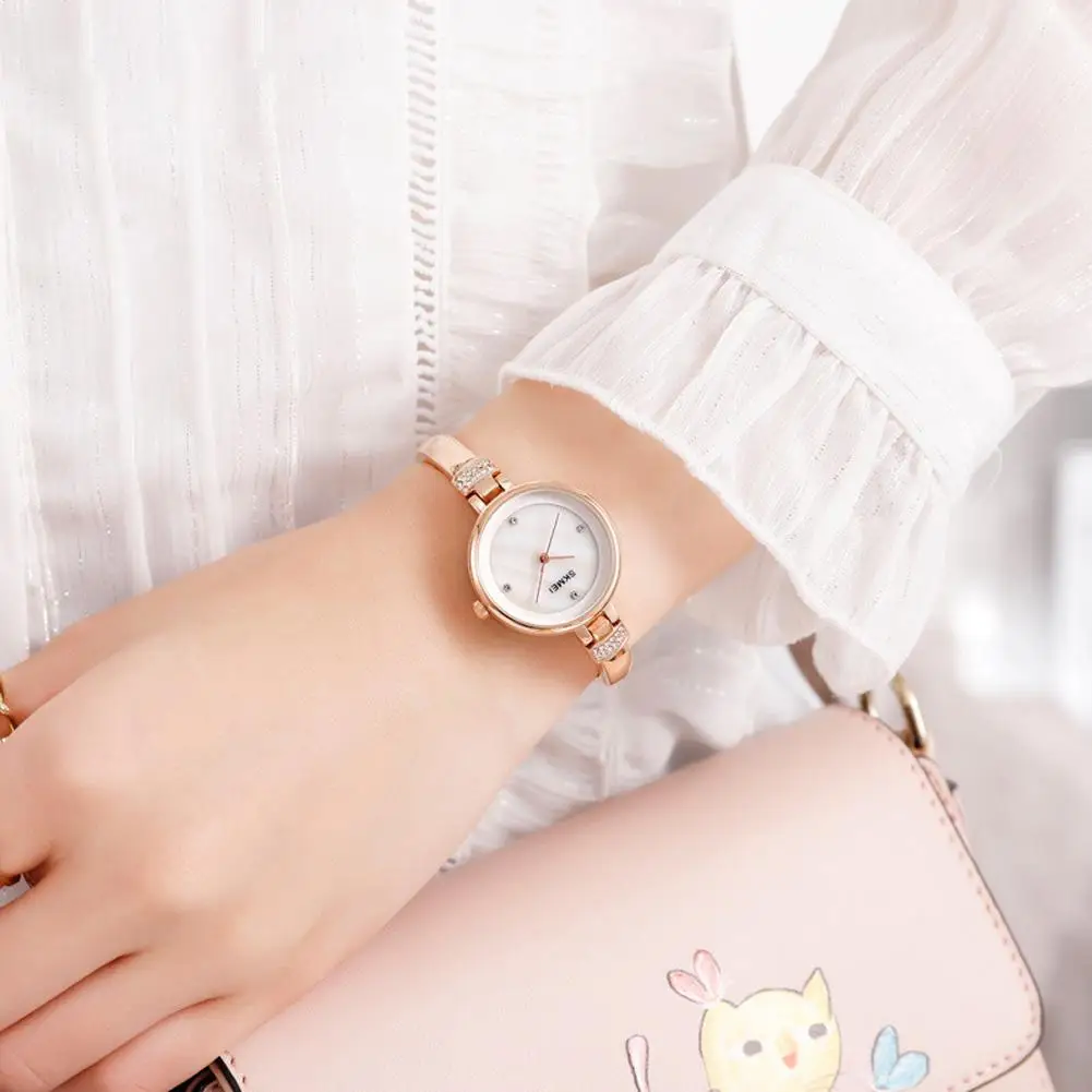 

SKMEI 1409 Women Simple Quartz Watch with Rhinestone Inlaid Waterproof Ladies Bracelet Wrist Watch