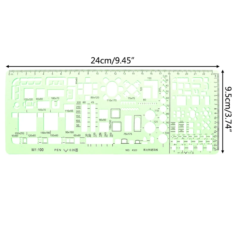 

C5AB Plastic Geometric Template Ruler Drawing Tools for student School Stationery Pro
