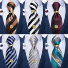 Новые модные галстуки 8 см для мужчин 100% шелковый галстук Роскошный Полосатый деловой галстук Карманный квадратный галстук для свадебной вечеринки DiBanGu