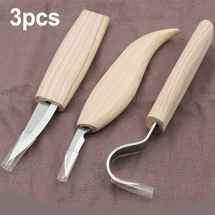 3 Pc 1 Set Stainless Steel Carving Knife Carpentry Carve Tool Machete Straight Knifes Wood Cutter Digress Manual Engrave Suit