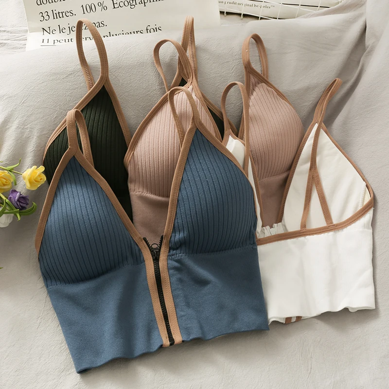 

HELIAR Women Ziper Fly Cotton Crop Tops Sexy Underwear lingerie Tops Women Tube Top Y2K Crop Tops Women 2021 Summer