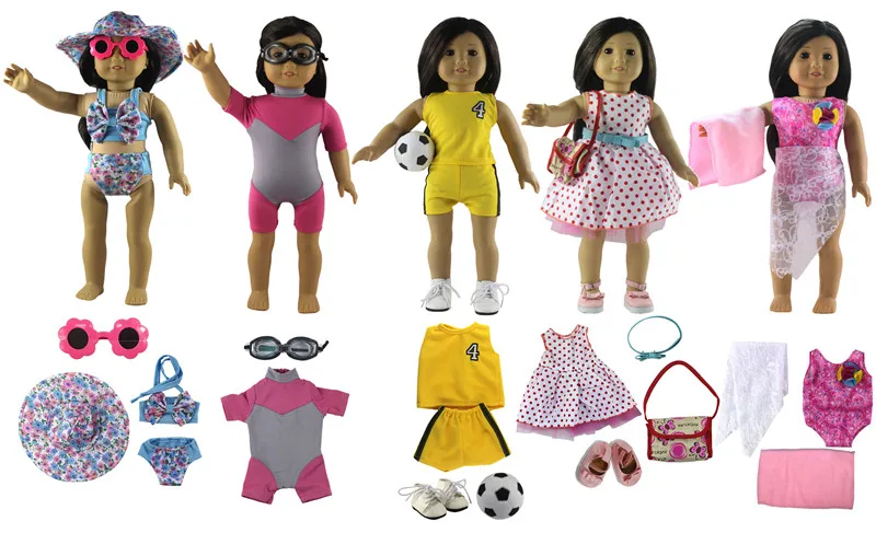 

New Style 5 Set Doll Clothes +All kinds of Accessories for 18 inch American Doll Princess Costumes Outfit