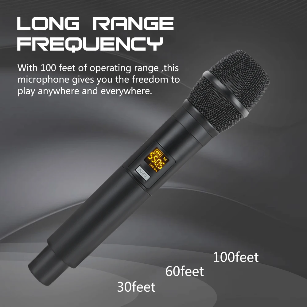 Беспроводной микрофон XTUGA UHF ручной светодиодный динамик с портативным