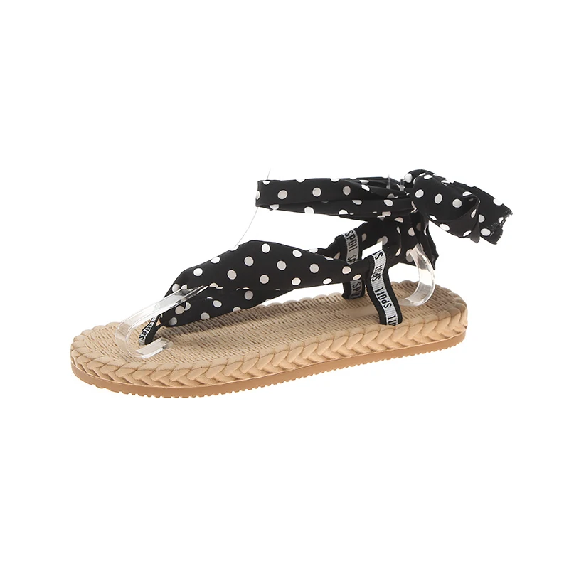 

Female Sandal 2021 Summer Clogs With Heel Beach Shoes Girls Thick Fashion Gladiator Flat Beige New Low Lace Up Comfort Lace-Up R