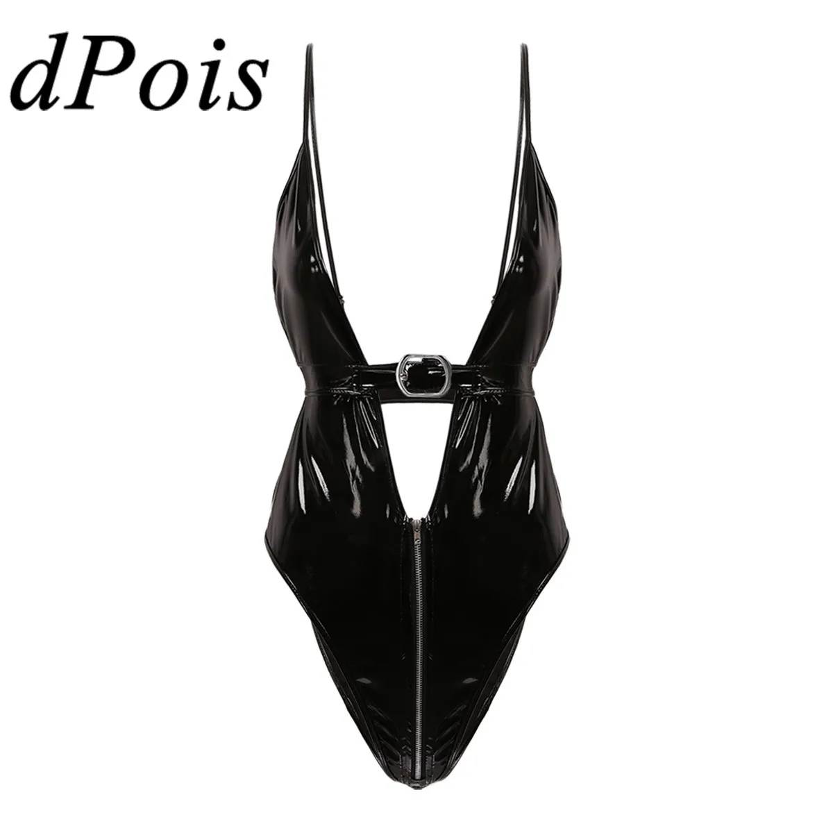 Женское цельнокроеное пикантное нижнее белье для взрослых из ПВХ кожи боди с