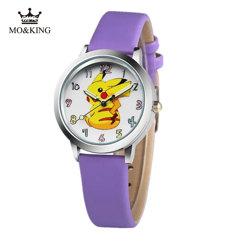 Новое поступление классические модные часы с рисунком Пикачу прекрасный кожаный